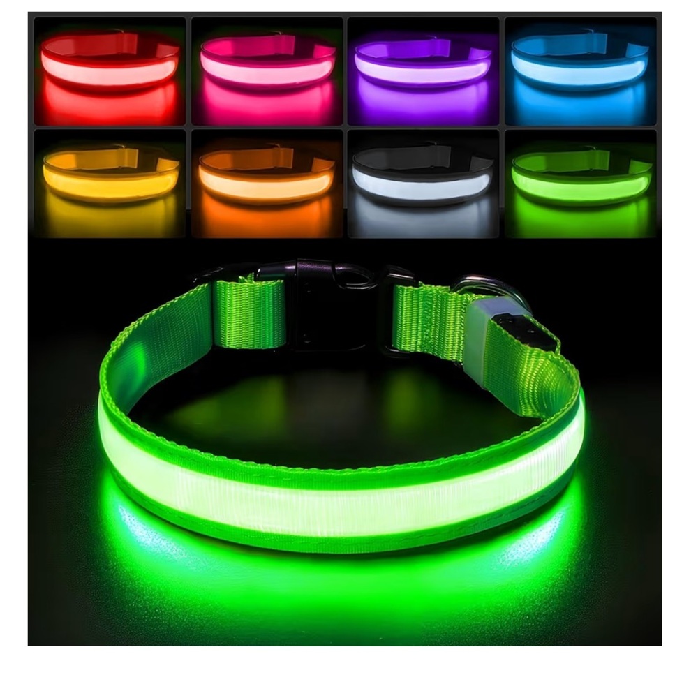 PcEoTllar Light up Dog Collar LED Rechargeable Waterproof Medium nwt